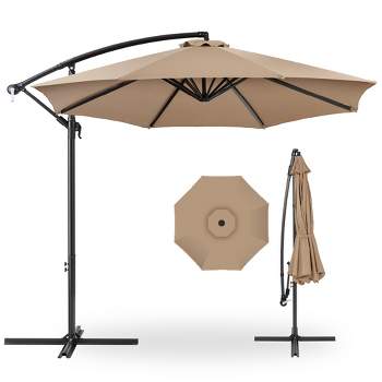 Best Choice Products 10ft Offset Hanging Outdoor Market Patio Umbrella w/ Easy Tilt Adjustment - Tan