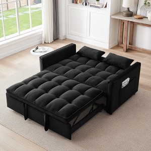 KWPZQEB 3-in-1 Convertible Sofa Bed, Cushioned Sofa Adjustable Back, Recliner Sofa Bed with Storage Bag & Pillow, Futon Sofa for Living Room - 1 of 4