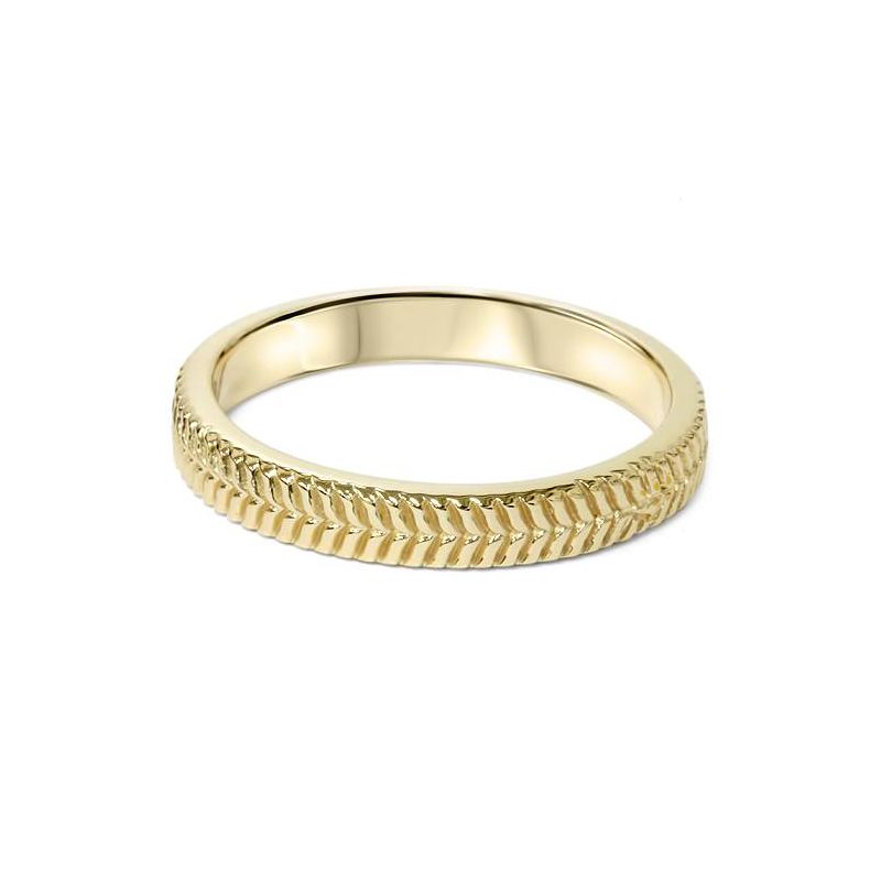 Pompeii3 14K Yellow Gold Hand Carved Wedding Band, 1 of 4