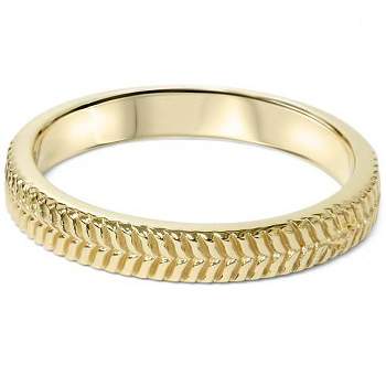 Pompeii3 14K Yellow Gold Hand Carved Wedding Band
