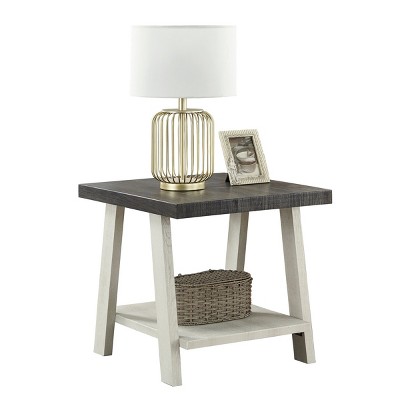 Syemin End Tables Modern Nightstand Two-Tone Wood Shelf End Table Small Square End Table Nightstand for Small Spaces, Brown, 24"*22"*23"