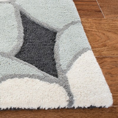 Charcoal and Ivory Floral Hand-Tufted Wool Kids Rug