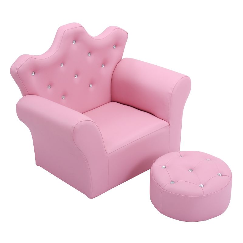 Tangkula Single Sponge Sofa Toddler Children Leisure Chair with Armrest Ottoman Kids Furniture Pink, 2 of 8