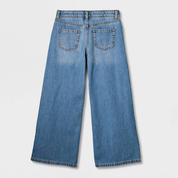 Jeans de tiro medio de pierna ancha con estampado de margaritas para niña - Cat & Jack™ Lavado oscuro 4