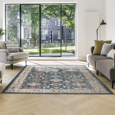 Hadley Blue and Beige Tufted Synthetic 5' x 7' Area Rug