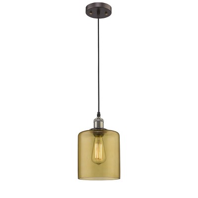 Amber Glass Bronze Industrial Mini Pendant Light