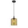Chloe Lighting Owen Industrial-Style 1 Light Rubbed Bronze Amber Glass Ceiling Mini Pendant 7" Shade - 2 of 2