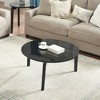 36in Modern Round Accent Side Coffee Table for Living Room, imitation marble tabletop, Dining Room, Tea, Home Décor - 2 of 4