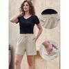 INSPIRE CHIC Women's Casual Summer Elastic High Waisted Drawstring Wide Leg Shorts with Pockets - 2 of 4