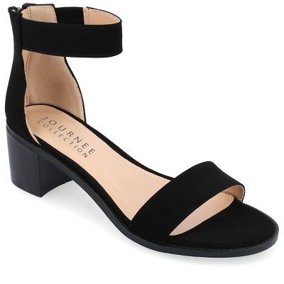 Journee Collection Womens Percy Low Stacked Heel Back Heel Zip Sandals