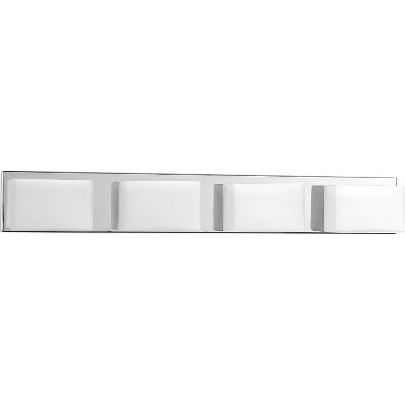 Progress Lighting Ace Collection 4-Light LED Wall Fixture, Polished Chrome, Geometric Frosted Glass Shade, 1 of 3