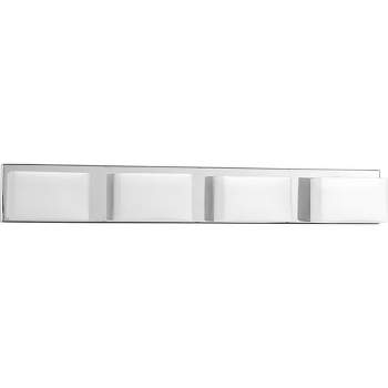 Progress Lighting Ace Collection 4-Light LED Wall Fixture, Polished Chrome, Geometric Frosted Glass Shade