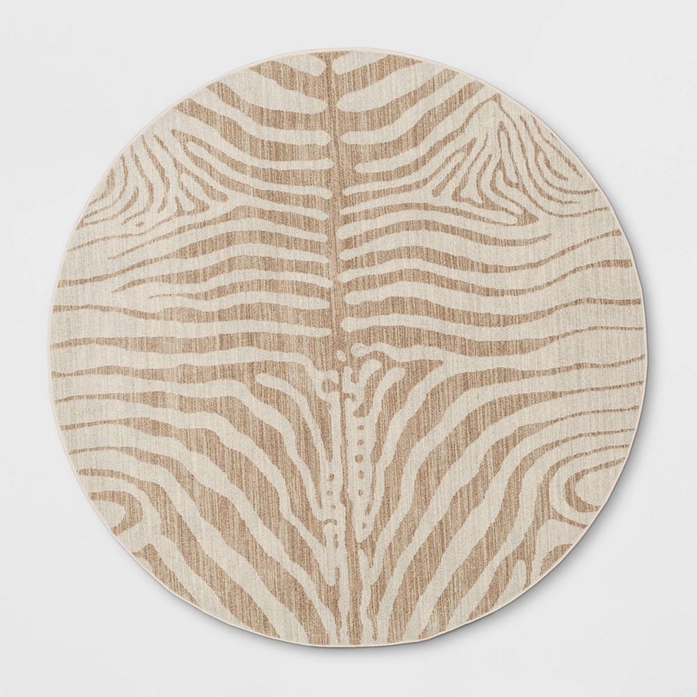 8' Round Zebra Striped Woven Rug Cream - Opalhouse™