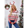 Women's Round Neck Christmas Snow Pattern Embroidered Sweater - 2 of 4
