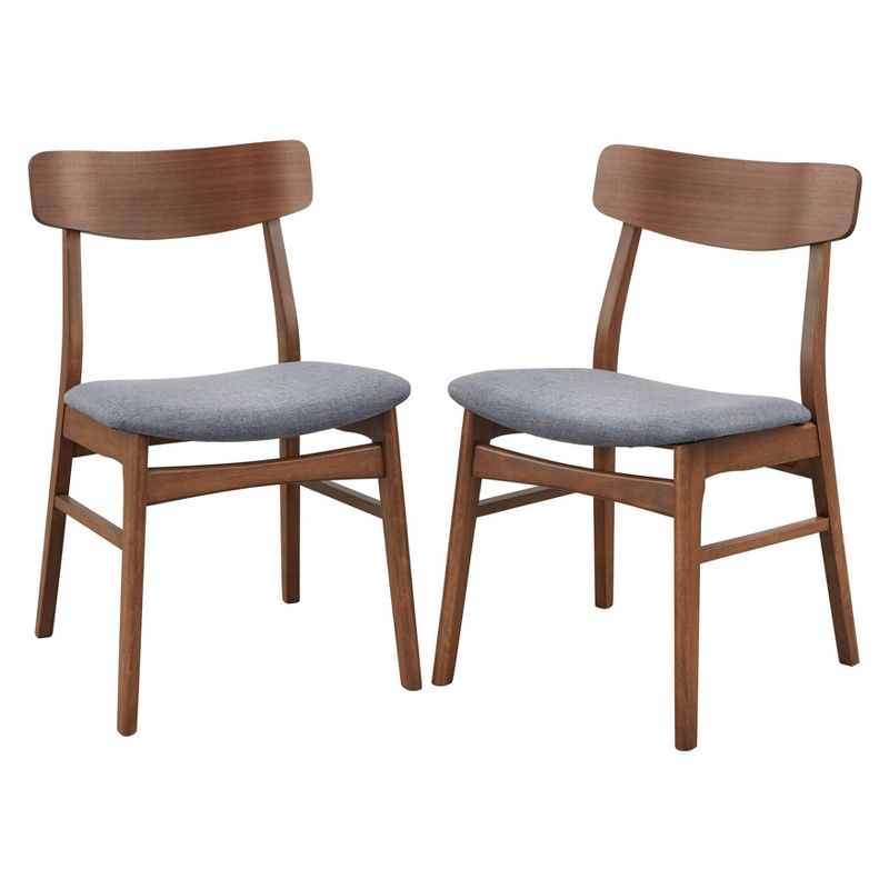 Set of 2 Wave Dining Chairs Walnut/Blue - Buylateral, 1 of 7