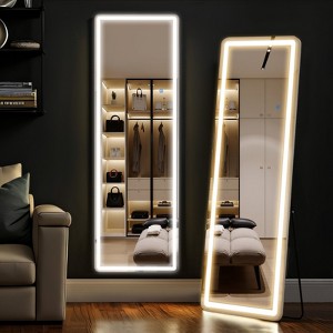 IULULU Full-Length Mirror with LEDs, Aluminum Frame, 3-Color Dimmable Light for Bedroom - 1 of 4