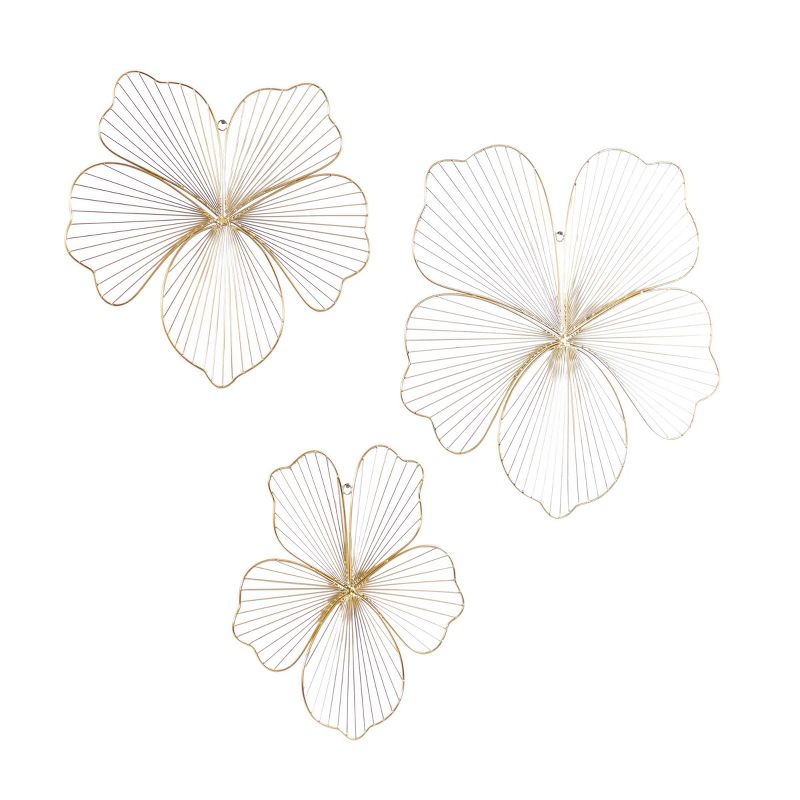 Metal Floral Wall Decor Set of 3 Gold - CosmoLiving by Cosmopolitan, 5 of 6