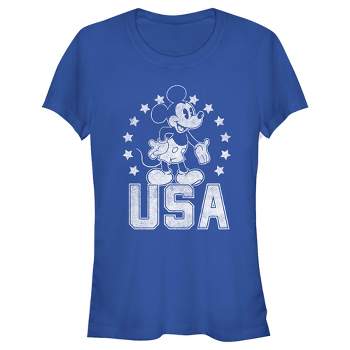 Juniors Womens Mickey & Friends Fourth of July USA Mickey Mouse T-Shirt