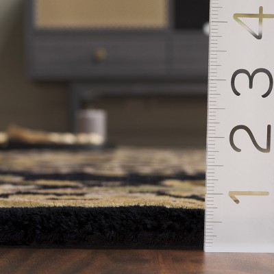 Black and Gold 4' x 6' Hand-Tufted Wool Area Rug