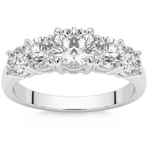 Pompeii3 2Ct Round Cut Diamond Five Stone Wedding Ring Anniversary Gold Band Lab Created - 1 of 4