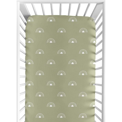 Image of Sweet Jojo Designs Gender Neutral Baby Fitted Crib Sheet Boho Rainbow Green and White