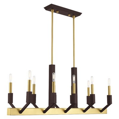 Beckett Satin Brass & Bronze 10-Light Linear Chandelier