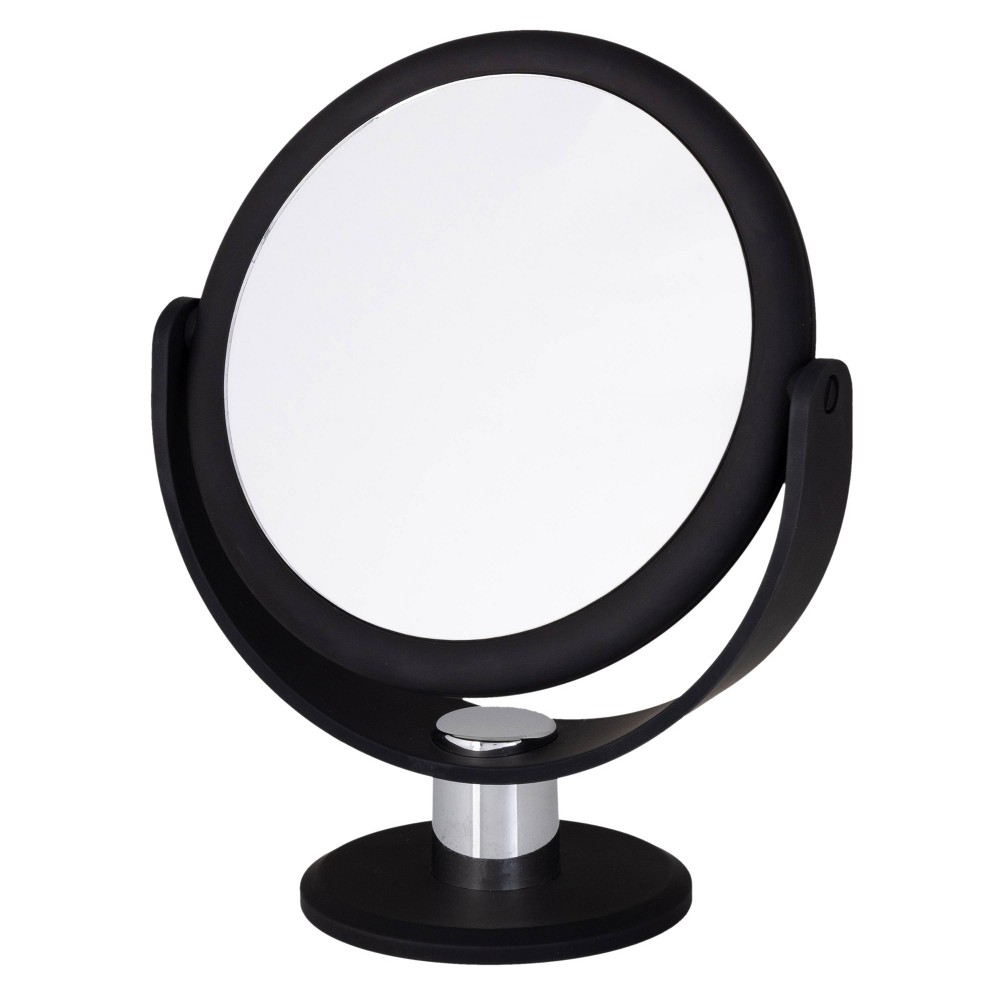 Photos - Makeup Brush / Sponge 7" Vanity Rubberized 1X-10X Magnification Mirror Black - Home Details