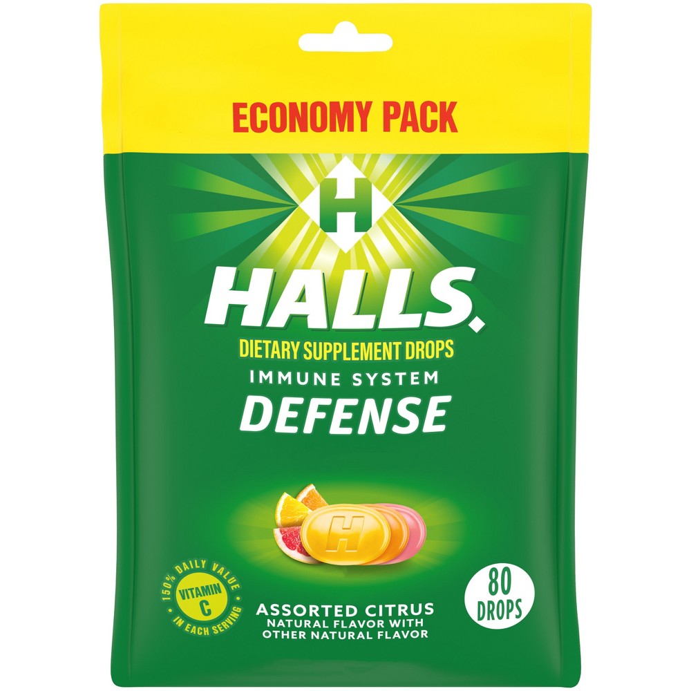 Photos - Vitamins & Minerals HALLS Defense Vitamin C Drops - Orange, Lemon & Grapefruit - 80ct 