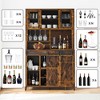70'' Wine Bar Cabinet with Storage Hutch, Tall Coffee Bar Cabinet with Sliding Barn Doors, Bottle Glasses Rack, Farmhouse Coffee Bar - 4 of 4