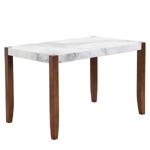 Dexmalle Modern 46.5"Rectangular Faux Marble Style Dining Table with Wood Legs - 1 of 4
