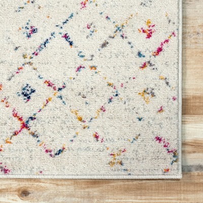 Elevated Trellis 4' Square Light Multi Synthetic Accent Rug