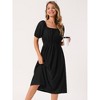 INSPIRE CHIC Women's Eyelet Square Neck Short Puff Sleeve Casual A Line Summer Midi Dress - 2 of 4