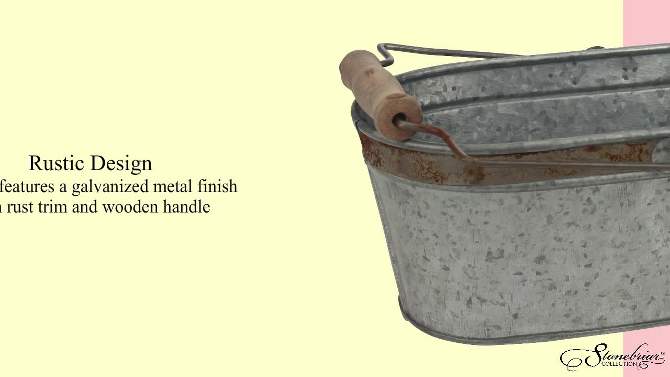 12&#34; Aged Galvanized Metal Oval Bucket with Handle - Gray - Stonebriar Collection, 2 of 8, play video