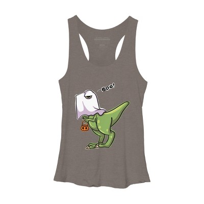 Women's Design By Humans Halloween Ghost Dinosaur By whynot007 Racerback Tank Top