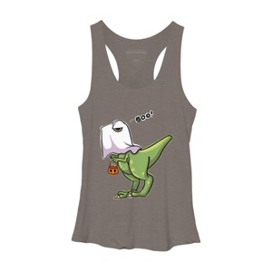 Women's Design By Humans Halloween Ghost Dinosaur By whynot007 Racerback Tank Top - 1 of 3