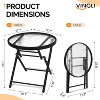 VINGLI Folding Glass Outdoor Side Table, 18 Inches Small Foldable Patio Bistro Table with Tempered Glass Table Top,Round - 3 of 4