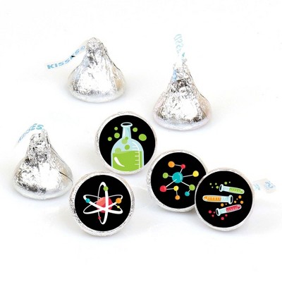 Big Dot of Happiness Scientist Lab - Baby Shower Birthday Party Round Candy Sticker Favors - Labels Fits Chocolate Candy (1 sheet of 108)