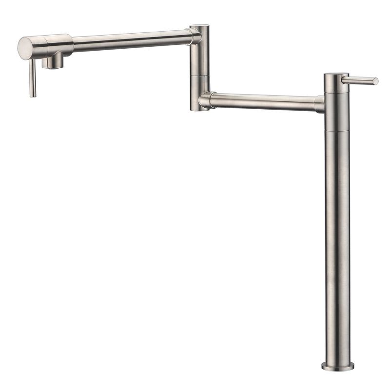 SUMERAIN Deck Mount Pot Filler Faucet Brushed Nickel Finish with 20" Dual Swing Joints Spout, 1 of 12