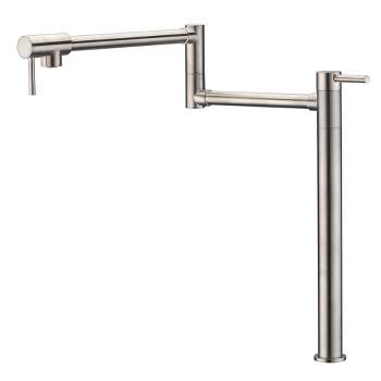 SUMERAIN Deck Mount Pot Filler Faucet Brushed Nickel Finish with 20" Dual Swing Joints Spout