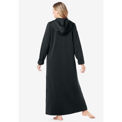 Heather Charcoal Long Hooded Fleece Sweatshirt Robe