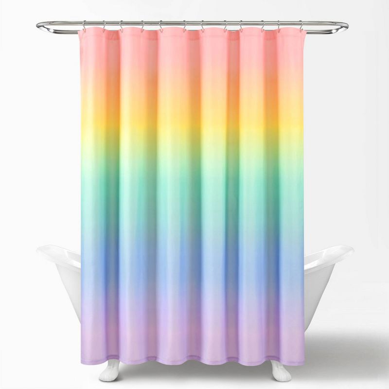72&#34;x72&#34; Single Kids&#39; Rainbow Ombre Shower Curtain Rainbow/Turquoise - Lush D&#233;cor, 6 of 9