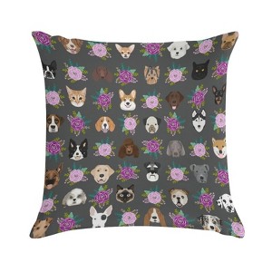 Dogs Cats Florals Pet Lover Pillow Covers 18x18 Decorative Throw Pillows Soft Square Cushion Covers for Couch Sofa Bedroom - 1 of 1