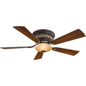 52" Minka Aire Vintage Hugger Indoor Ceiling Fan with Remote Control Belcaro Walnut Champagne Glass for Living Room Kitchen House - 1 of 4