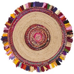 Cape Cod CAP701 Handmade Woven Area Rug - Multi/Natural - 4' X 4'  Round - Safavieh - 1 of 3