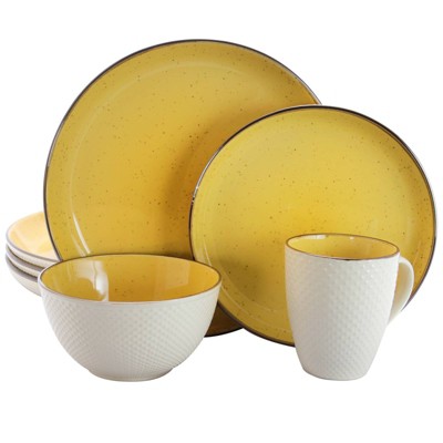 16pc Stoneware Sunflower Dinnerware Set Yellow - Elama : Target