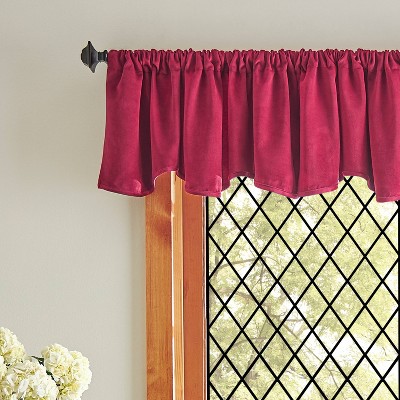 Pomegranate Velvet Scalloped Rod Pocket Valance 50" W x 18" L