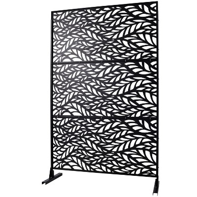 Grungis 76" H×48" W Freestanding Privacy Fence,Metal Outdoor Privacy Screen for Balcony,Patio,Garden