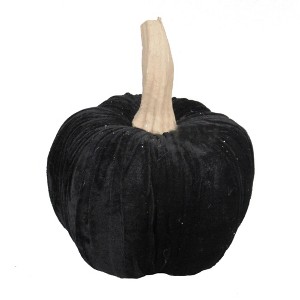 NAYSAYE Party Decoration and Accessories Velvet Pumpkin Figurine for Holiday Halloween Tabletop and Home Decor, Black, 9.5"*9.5"*12" - 1 of 4