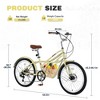 CAVINAS 24 Inch Steel Commuter Bike with Cushioned for Adults,Shimano 6 Speed Bicycle with Leather Saddle and Grips,Yellow - 4 of 4
