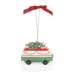 Spode Christmas Tree Camper Bus Ornament - Festive Holiday Decor Accent in Dolomite - Traditional Collectible Christmas Ornament - 1 of 4